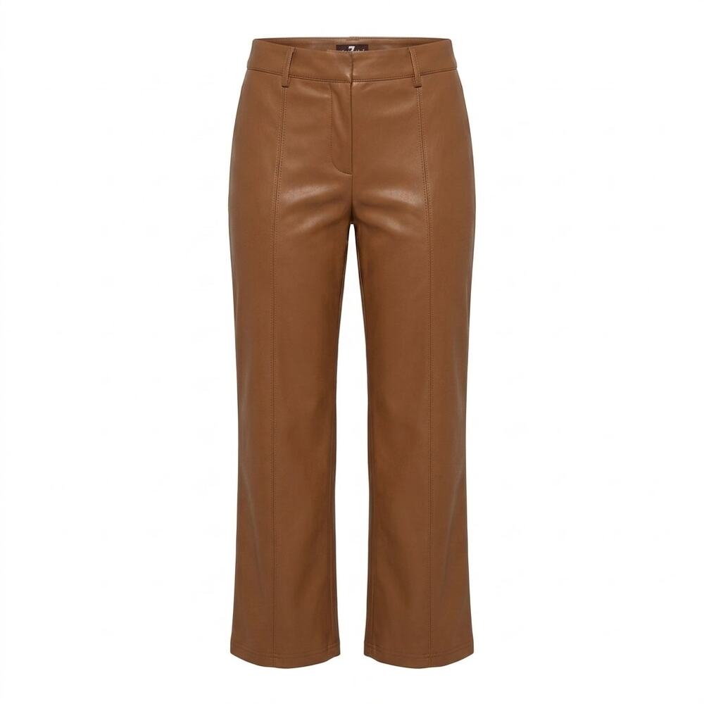 7 For All Mankind Brown Faux Leather Straight Leg Pants Women Size S